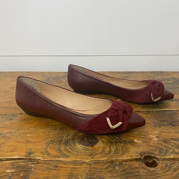 Antonio Melani Suede Pointed Toe Bow Comfort Flats in Burgundy, Women's Size 6.5 - Picture 7 of 17